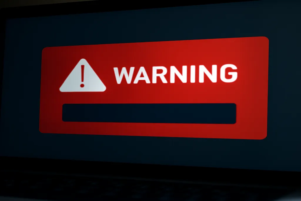 Écran d’ordinateur affichant une fausse alerte de sécurité alarmante