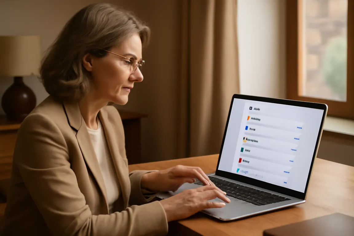 Femme consultant la liste des extensions installées sur son navigateur
