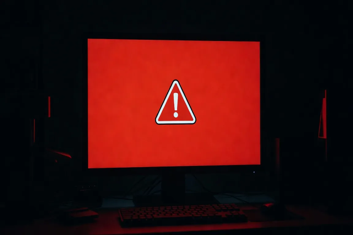 Écran d'ordinateur affichant une fausse alerte de sécurité avec un numéro de téléphone à contacter