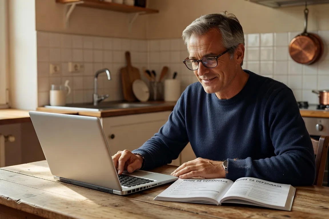 Technicien informatique expliquant le dépannage d'un ordinateur à un particulier