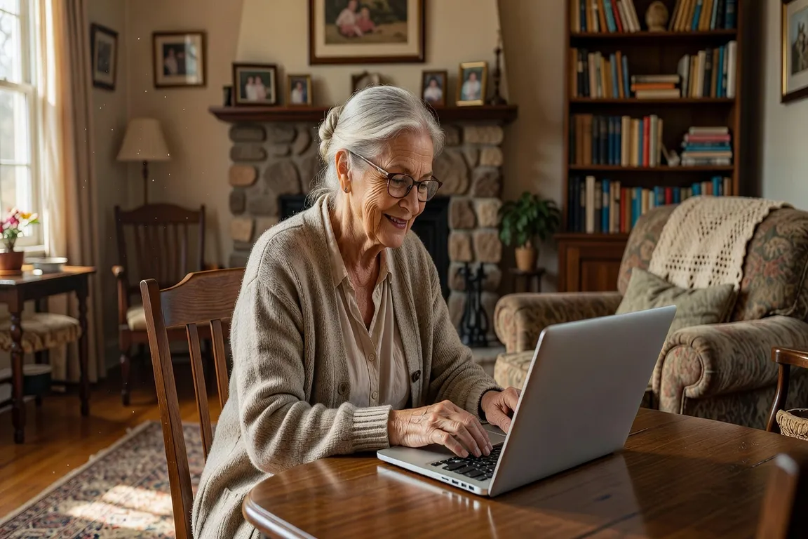 Personne senior apprenant à utiliser un ordinateur portable avec sérénité